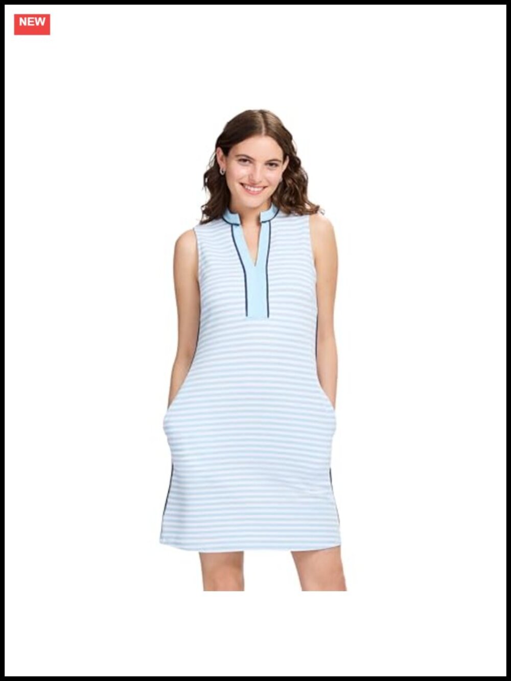 Women's Athletic V-Neck Sleeveless Tennis Dress, Stretch Cotton Blend
